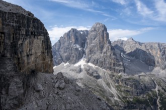 Rocky mountain landscape, Via Ferrata SOSAT via ferrata, Brenta Mountains, Trentino, Italy