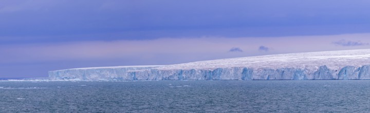 Brasvellbreen glacier from the ice cap Austfonna pouring fresh water into the Barents Sea,