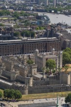 View of the Tower of London and the River Thames from Sky Gardens, London, England, Great Britain