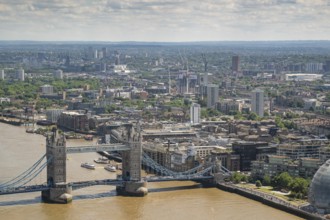 City panorama seen from Sky Gardens with Tower Bridge spanning the Thames, London, England, Great