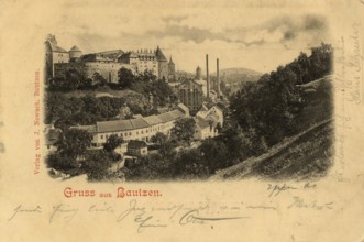 Historical postcard around 1900, Bautzen, Saxony, Germany, digital reproduction of a historical