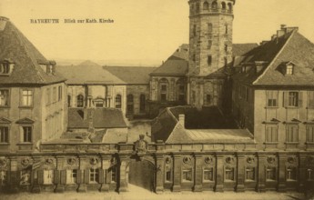 Historical postcard around 1900, Bayreuth, view of the Catholic Church, Upper Franconia, Bavaria,