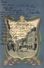 Historical postcard around 1900, Bautzen, Steinstraße and Reichenturm, Saxony, Germany, digital