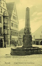 Historical postcard around 1900, Bayreuth, Schöner Brunnen in der Kanzleistraße, Upper Franconia,