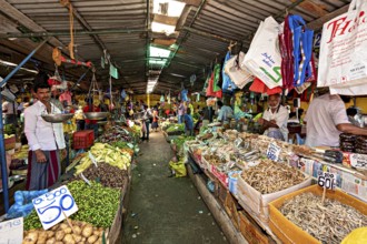 A busy market with various vegetable offerings and countless hanging rooms, The old market halls of