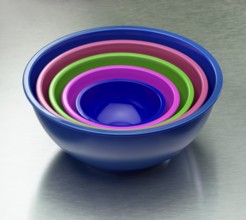 Colored bowls, studio shot