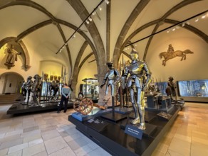 Hall with weapons and armour, Bavarian National Museum, Munich, Upper Bavaria, Bavaria, Germany