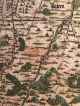 Hand-painted historical map from 1579, Peter Weinher, Bavarian National Museum, Munich, Upper
