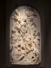 The Descent from the Cross and Lamentation of Christ, ivory relief mounted on wood, by Johann