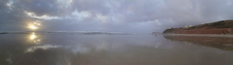 Panoramic view of sea at sunset with cloudy sky, Morocco
