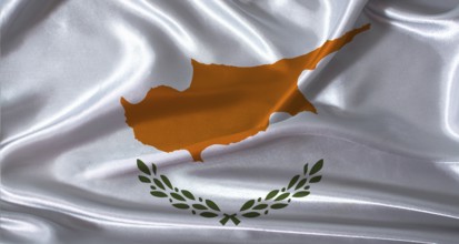 National flag of Cyprus with cloth texture. Cyprus flag with realistic texture background