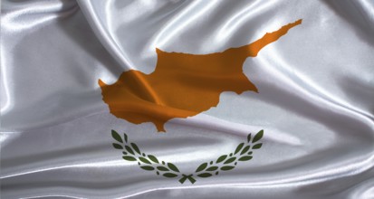 Cyprus flag with cloth textured background. National flag of Cyprus with realistic texture