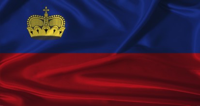 National flag of Liechtenstein with cloth texture. Liechtenstein flag with realistic texture