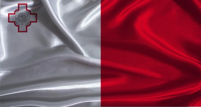 Malta flag with cloth textured background. National flag of Malta with realistic texture