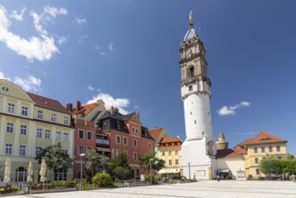 Kornmarkt mit Reichenturm, Bautzen, Upper Lusatia, Saxony, Germany