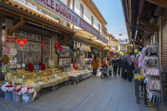 Lively traditional market with various stalls and shopping streets, Konya, Central Anatolia, Turkey