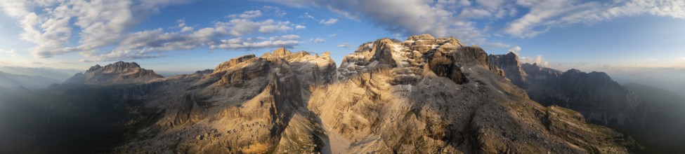 360 degree alpine panorama, aerial view, impressive mountain peaks of the Brenta Mountains, Brenta,