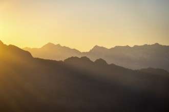 Sunset, mountain silhouette, Adamello-Persanell Alps, Trentino, Italy