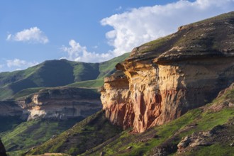 Mushroom Rock, grassland with sandstone cliffs and cliffs, landscape in Golden Gate Highlands