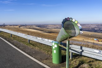 Garzweiler II coal mine, view from Jackerath viewpoint, waste bin with funnel, North