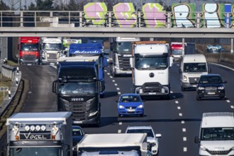 A57 motorway near Kaarst in the Rhein-Kreis Neuss, view towards Kaarst motorway junction, direction
