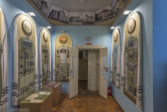 Showcases with historical photos, Jewish Museum, Czernowicz, Ukraine