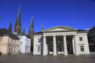 Castle Square with Castle Guard and St. Lambert's Church in the background, Lower Saxony, Germany