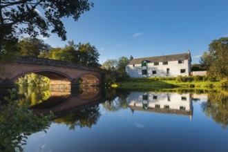 Callander, Pertshire, Scotland, UK. The red bridge over the river Teith