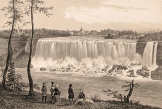 Niagara Falls, Niagara Falls, around 1860, American side, America, authentic, digitally restored