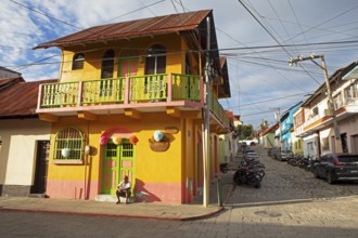 Colorful houses in Flores, Petén Department, Guatemala