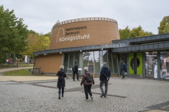 Königsstuhl National Park Center, exhibition and museum, people in front of it, Jasmund National