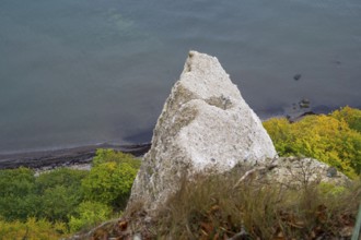 Victoria view of chalk cliffs and Baltic Sea, trees with autumn colors, view down, Jasmund National