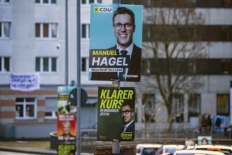 2026 state election in Baden-Württemberg. Election advertising in the city center of Stuttgart.