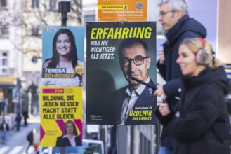 2026 state election in Baden-Württemberg. Election advertising in the city center of Stuttgart.