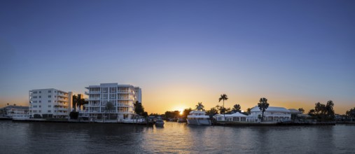 Private yachts and sailboats in Fort Lauderdale canals in Florida