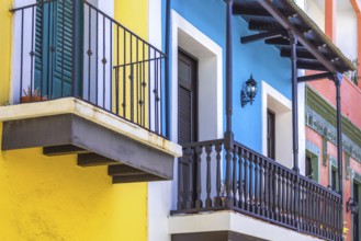 Puerto Rico, San Juan colorful colonial architecture in historic city center