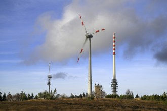 Wind turbine in the high moor on the Hornisgrinde, Hornisgrinde-Biberkessel nature reserve,