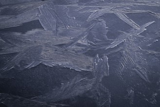 Crystal-like ice structures, frozen lake, Finland