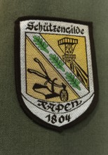 Traditional uniform with badge of the shooting guild Rapen from 1804, detail, House of History,