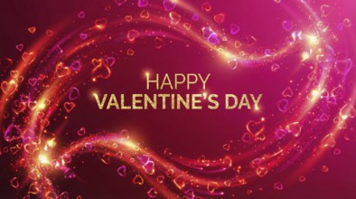 A vibrant Valentine's Day greetings card featuring wreath and elegant lettering to convey romance,