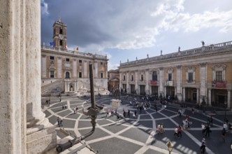View from Palazzo Nuovo to equestrian statue of Marcus Aurelius in front of Palazzo Senatorio,