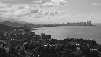 Panoramic view of a coastal city with skyline and sea in the background, Batumi, Georgia