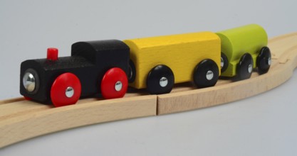 Wooden toy train in different colors from Brio in Sweden