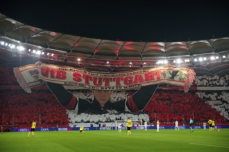 Choreo, choreography, fan action VfB Stuttgart, Cannstatter Kurve, soccer, UEFA EUROPA LEAGUE,