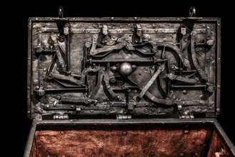 Wrought iron chest with a locking mechanism visible from the inside, Upper Silesia, 18th century,