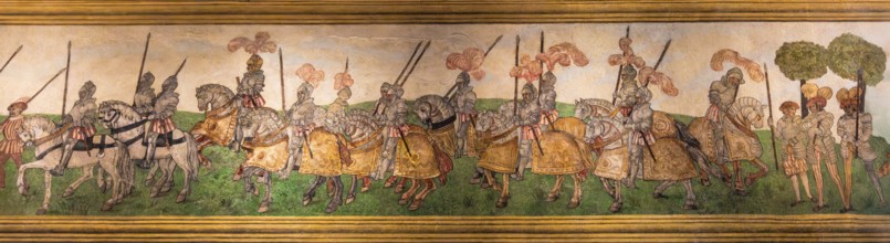 Ceiling fresco with knights, Wawel Royal Castle, former residence and seat of government of the