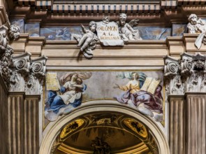 Stucco decoration by Baldassare Fontana, St. Anna church in baroque style, 1381, Krakow, Poland