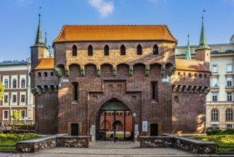 Barbican, largest defensive structure in Europe in front of the city wall, 1499, Krakow, Poland