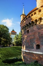 Barbican, largest defensive structure in Europe in front of the city wall, 1499, Krakow, Poland
