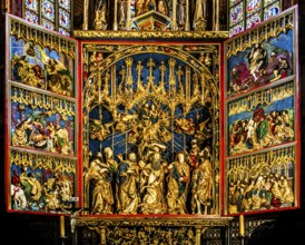 High altar, Veit Stoss, opened altarpiece, St. Mary's Church, 1489, Krakow, Poland